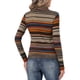 thumbnail image 3 of INSPIRE CHIC Blusa de Mujer de Cuello Alto a Rayas de Manga Larga para Fiesta de Navidad para Uso Casual o de Trabajo M Marrón Oscuro, 3 of 6