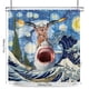 thumbnail image 3 of 1pc Waterproof Fabric Shower Curtain, Funny Cat Riding Shark Cute Kitten Starry Painting Bathroom Home Decor With Hooks, Bathroom Partition, Room Decor, Blue, 71"W X 71"H/180x180cm, 3 of 4