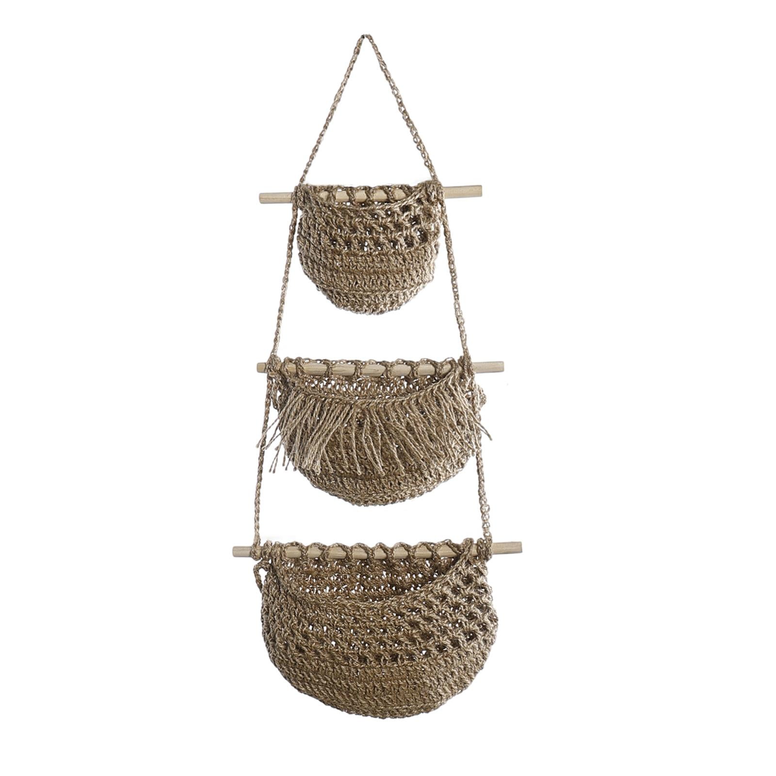 Bothyi - Cestas De Frutas Colgantes Cestas De Pared Tejidas De 3 Niveles Para Organizar Cebollas, Patatas, Color Topo