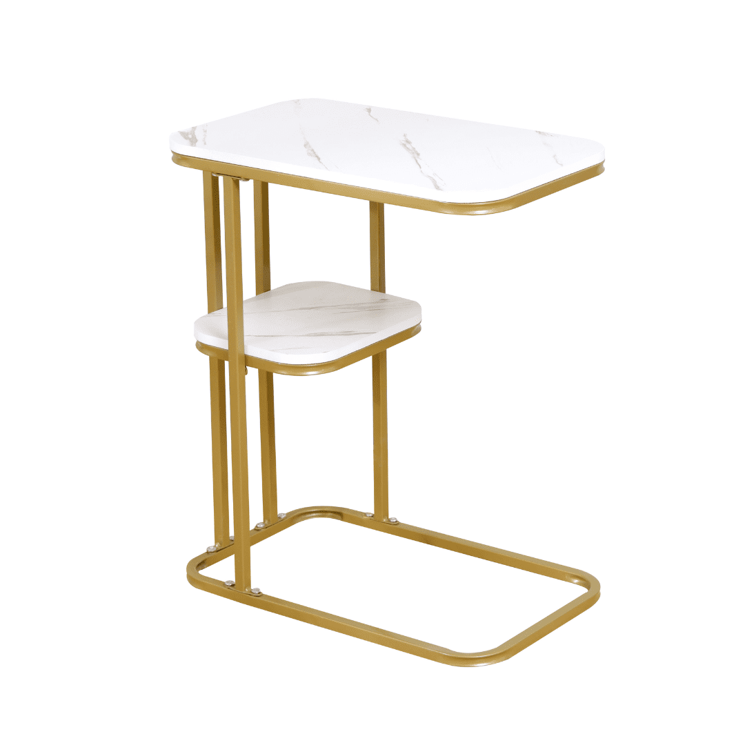 Genérico - Mesa De Centro Moderna De 2 Niveles Multifuncional En Forma De C