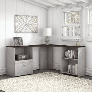 Muebles Santa Ana - Escritorio Esquinero Con Repisa Roble Blanco