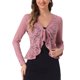 thumbnail image 1 of INSPIRE CHIC Bolero de Encaje Floral para Mujer con Dobladillo Volante, Cárdigan Recortado con Lazo Frontal, Cubierta Ligera de Verano, Rosa Oscuro XL, 1 of 6