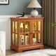 thumbnail image 3 of LED Curio Display Cabinet,Antique Display Cabinet with Adjustable Shelves,Retro Design Quality Showcase with Lattice Doors Elegant Bookcase and Storage Cabinet for Home Decor and Organization DARK OAK, 3 of 3