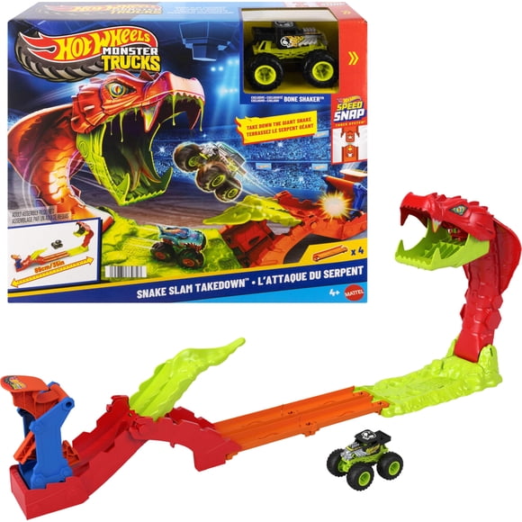 Pista de Juguete Hot Wheels Monster Trucks Mordida de Serpiente 4 años+
