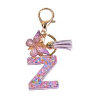 Magideal - Llavero Alfabeto Inglés Llavero Llavero Con Colgante De Mariposa Regalo Creativo Para Llavero Mochila Bolso Decoración Llavero De Moda Lindo , Z Z