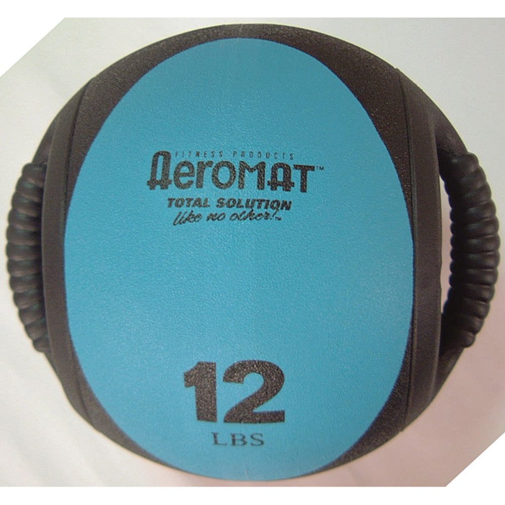 Balón Medicinal Aeromat Dual Grip Fitness Power, 5,4 Kg, Negro Y Verde Azulado