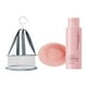 thumbnail image 4 of Juego De Alfombrillas De Limpieza De Brochas De Maquillaje De Silicona De 3 Uds Con Cesta De Red Plegable Portátil Rosa, 4 of 5