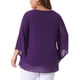 thumbnail image 3 of Agnes Orinda Conjuntos de Halloween Tallas Grandes Camisa Escolar Universitaria para Mujeres Manga 3/4 Acampanada Cuello en V Blusa de Doble Capa de Chifón Talla 3X Púrpura, 3 of 6