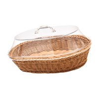 Bothyi - Cesta De Mimbre Para Frutas Con Tapa, Cesta De Pan Tejida De Imitación De Ratán Para Cafetería, 35Cm X 45Cm