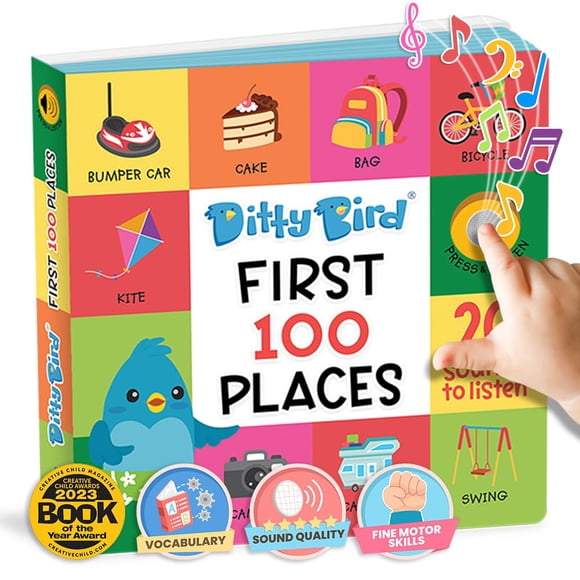 Libros de sonido: DITTY BIRD, 100 lugares, 100 palabras, niños de 1 a 3 años