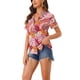thumbnail image 4 of INSPIRE CHIC Camisas de Regreso a Clases para Mujeres Camisas Hawaianas de Manga Corta con Botones Florales Tropicales M Rosa Brillante, 4 of 6