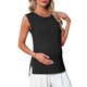thumbnail image 1 of INSPIRE CHIC Top de Primavera para Mujeres Embarazadas Camiseta de Manga Corta Pullover Básico de Punto Acanalado Ajustado Camisas Casuales 2026 S Negro, 1 of 5