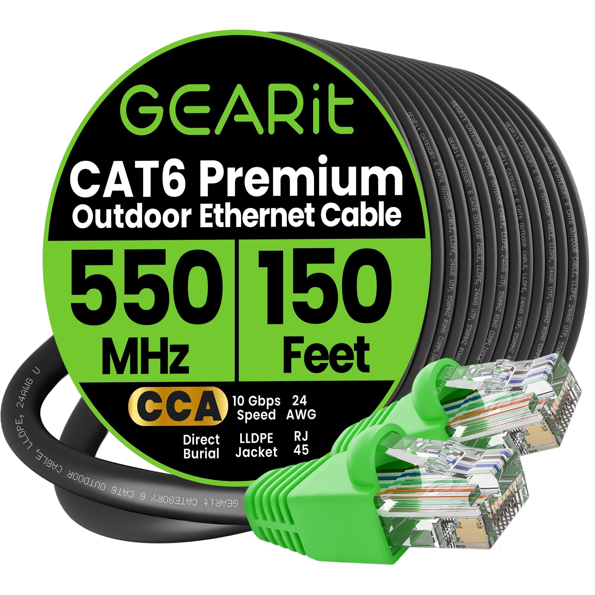 Cable Ethernet Gearit Cat6 De 150 Pies Para Entierro Directo En Exteriores, 10 Gbps