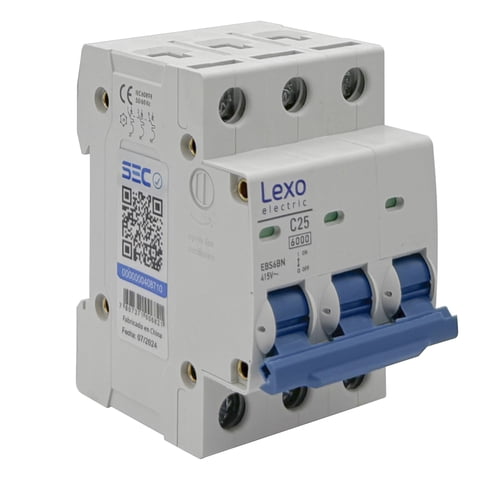Interruptor Automático Tripolar 3P 25A (3X25A) 6Ka Curva C - Lexo