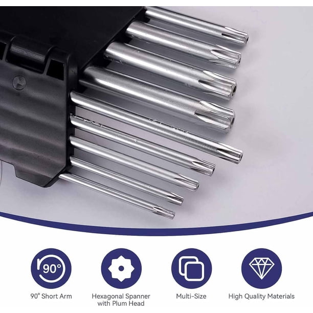 Set Kit Juego De Llaves Punta Estrella Torx Hexagonal 9pcs