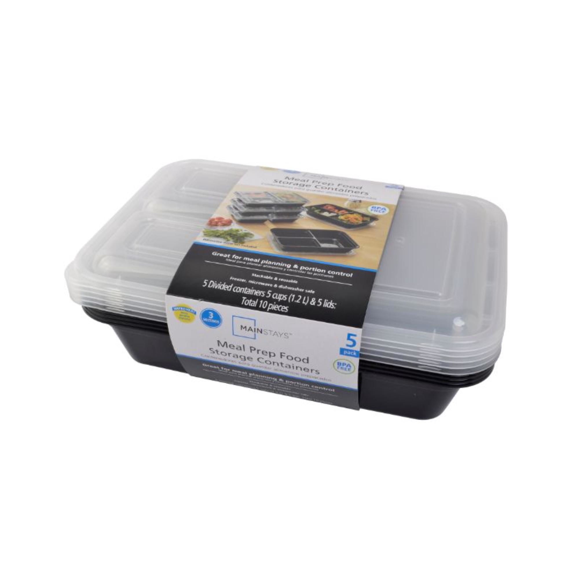 Set De Contenedor Meal Prep 1200ML Plástico 5 Piezas Negro
