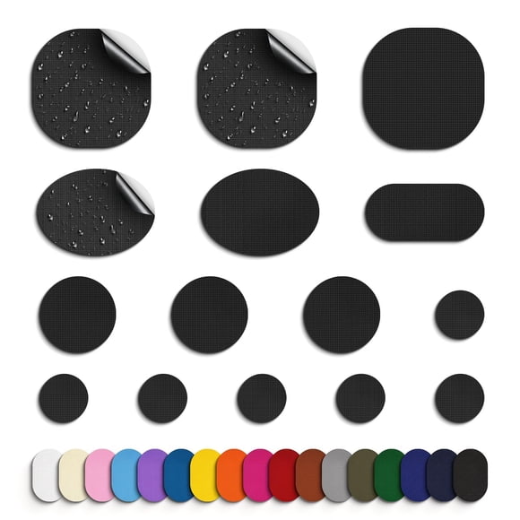 Parche de reparación para chaqueta de plumón Skystuff, 45 unidades, nailon, negro