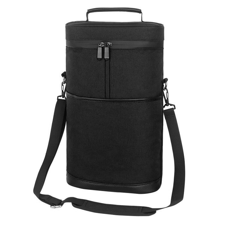 Xusx111 - 2 Botella De Vino Tote Carrier - Bolso De Vino Acolchado De Lienzo Portátil Aislado Para Viajes, Restaurante, Degustación De Vino, Fiesta, Gran Regalo De Navidad Para Amante Del Vino, Negro