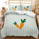 thumbnail image 1 of x1124 Bed SheetsGreen Duvet Cover Set, Carrots Cartoon Like Print, Decorative Piece Bedding Set with Pillow Shams, Full/Twin Size 3-Piece Bedding Set (1 Duvet Cover + 2 Pillow Shams) nj1124, 1 of 5