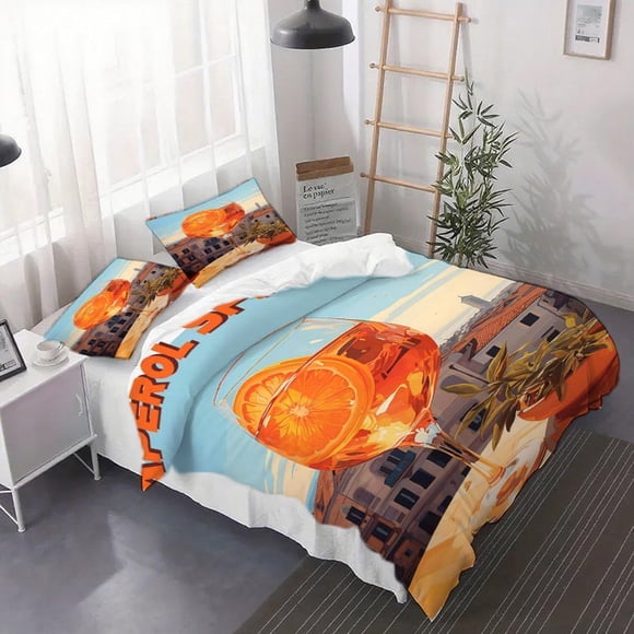 3pcs APEROL SPRITZ Theme Duvet Cover Set - Soft Bedding with Pillowcases Suitable for All Seasons