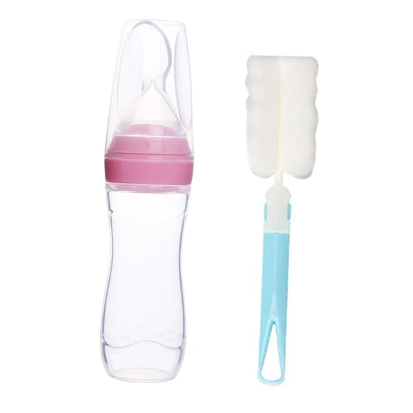 Alimentador De Alimentos Para Bebés Cuchara Para Apretar Botella Utensilios Para Comer Para Bebés Para Niños Pequeños Rosa