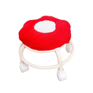 Magideal - Silla Giratoria Con Asiento De Ruedas Bajas, Pequeño Y Cómodo Taburete Giratorio De 360 Degree, Taburete Con Ruedas, Taburete De Pedicura Para Oficina, Saló Rojo