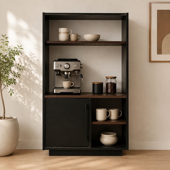 Buffet Aparador Negro Elegante Mueble Café Bar Organizador Comedor Living 70x38x110cm