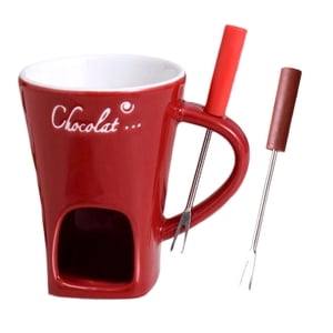 Magideal - Taza Para Fondue, Taza Para Derretir Chocolate, Utensilios De Cocina, Queso, Dulces, Caramelos, Olla Caliente, Taza Para Fondue Para Compromisos, Tapa Rojo