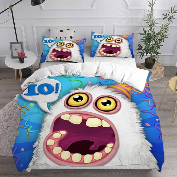 Anime My Singing Monsters Video Game Cartoon Bedding Set Single Twin Full Size Bed Set Adult Kid Bedroom Bedding Gift Bed Sheets
