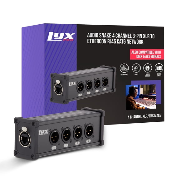 Cable XLR Breakout LyxPro de 4 canales, doble entrada, 3 pines, macho
