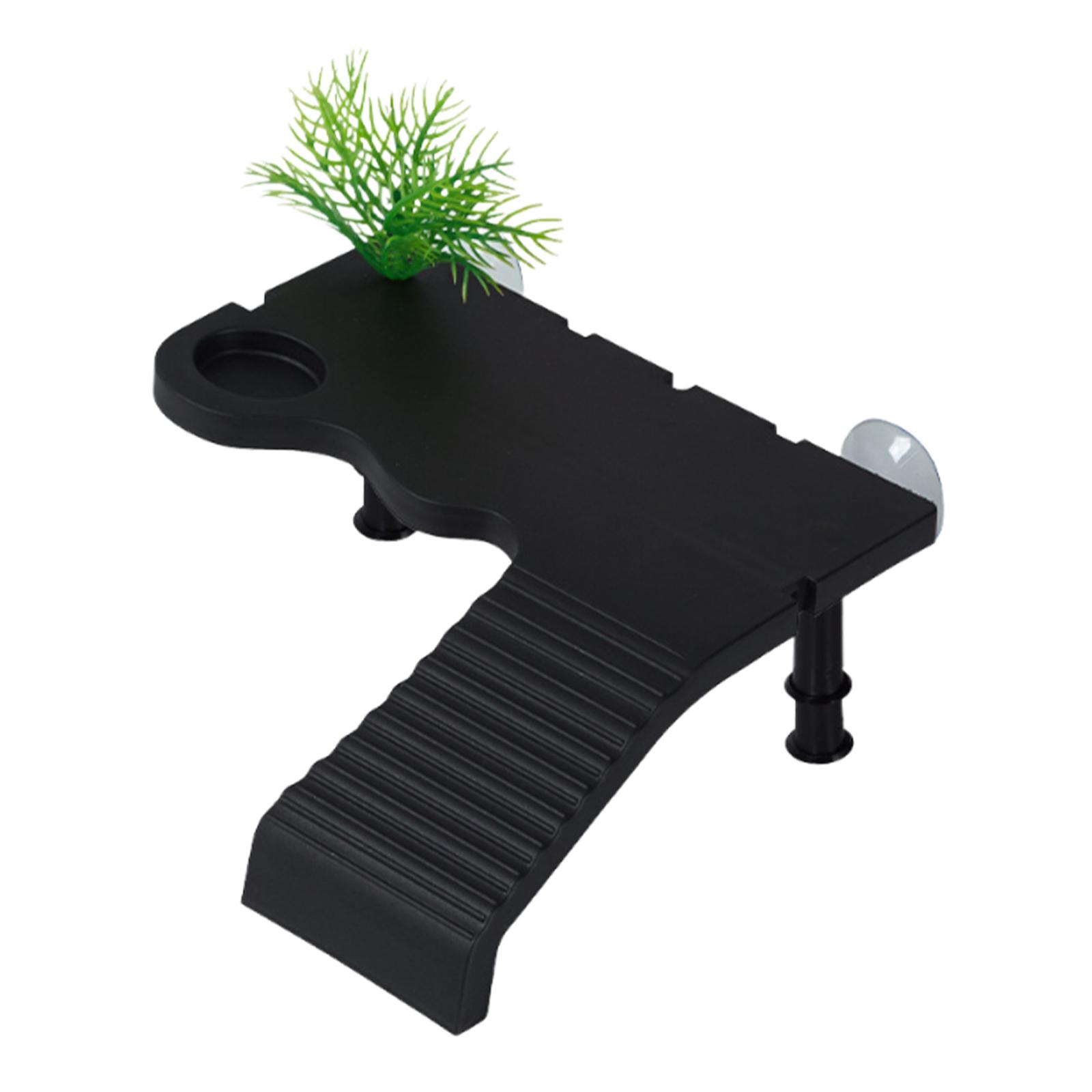 Magideal - Zona Para Tomar El Sol Para Tortugas, Hábitat Para Reptiles, Decoración Flotante, Decoración De Rampa Con Ventosa Y Escalera De Escalada Para Tritones Negro