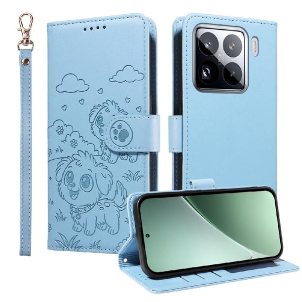 Funda Billetera FOXDOCK Compatible con Xiaomi 15 Pro, Diseño Perrito Tierno, Ranuras para Tarjetas y Soporte Plegable