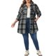 thumbnail image 2 of Agnes Orinda Conjuntos de Halloween para Mujeres Tallas Grandes Chaqueta de Cuadros Shacket Manga Larga Camisa de Franela con Botones Chaqueta de Moda 1X Negro, 2 of 6