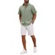 thumbnail image 2 of INSPIRE CHIC Camisa de Lino de Manga Corta para Hombre Inspirada en el Verano con Botones S Verde Claro, 2 of 5