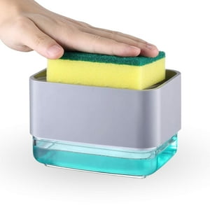 Santú Home & Deco - Soporte De Esponja Con Dispensador De Jabon Gris