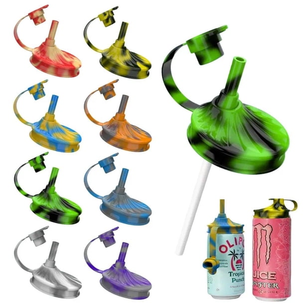 Tapa para latas de refresco yathindy, paquete de 8, con popote retráctil de silicona libre de BPA