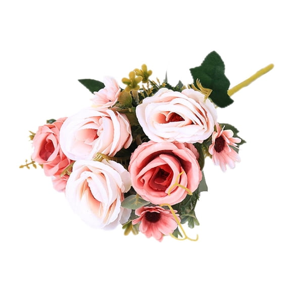 Ramo De Flores Artificiales De Rosas De Seda, Flores Artificiales Para Decoración De Arreglos De Fiestas, Color Rosa Claro