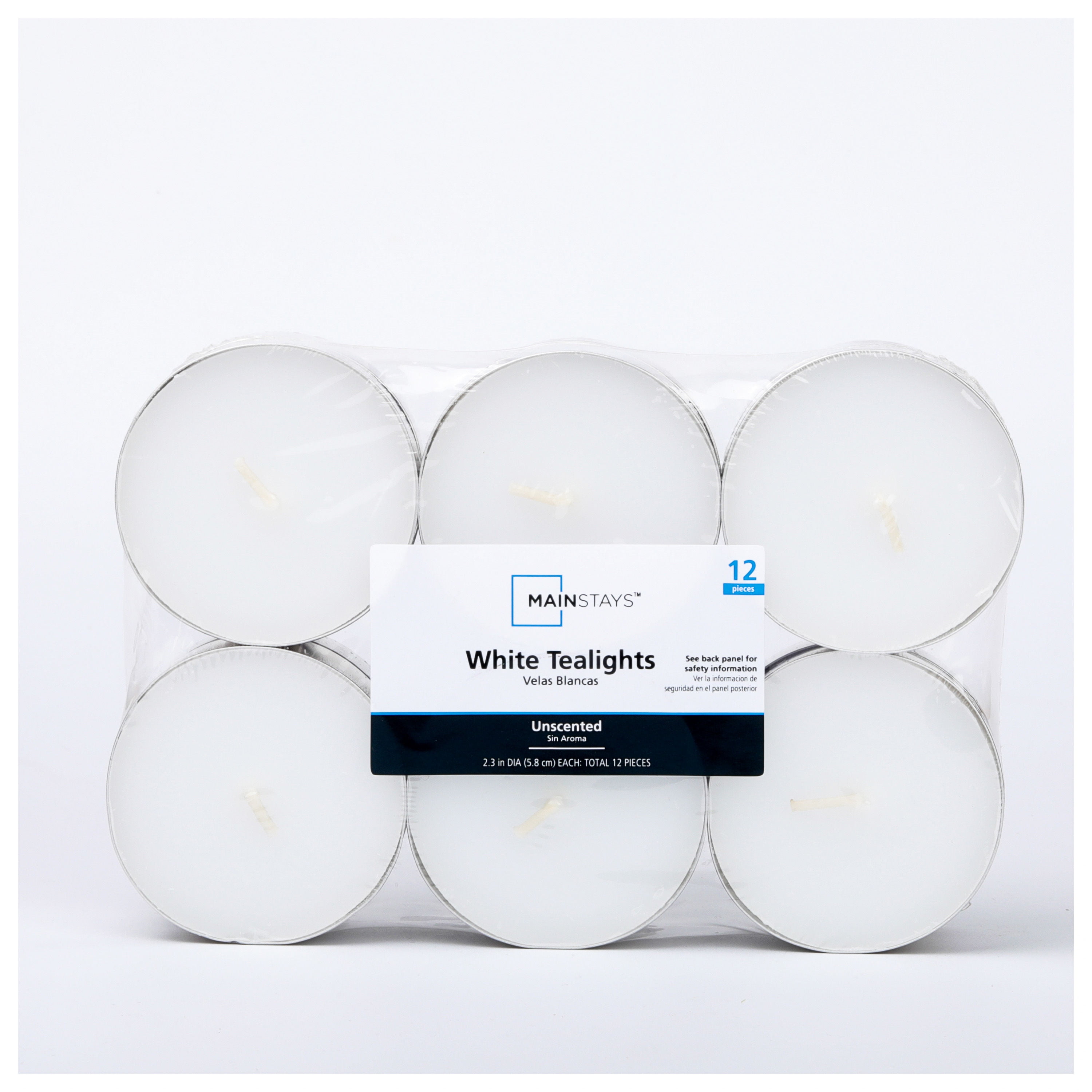 Mainstays - Velas Telight Grande 12 Unidades Sin Aroma Blanco