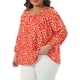 thumbnail image 4 of Agnes Orinda Women's Plus Size Día de San Patricio Blusa de Lunares de 3/4 Mangas Casual Túnica Cuello Redondo Camisas 4X Naranja, 4 of 6
