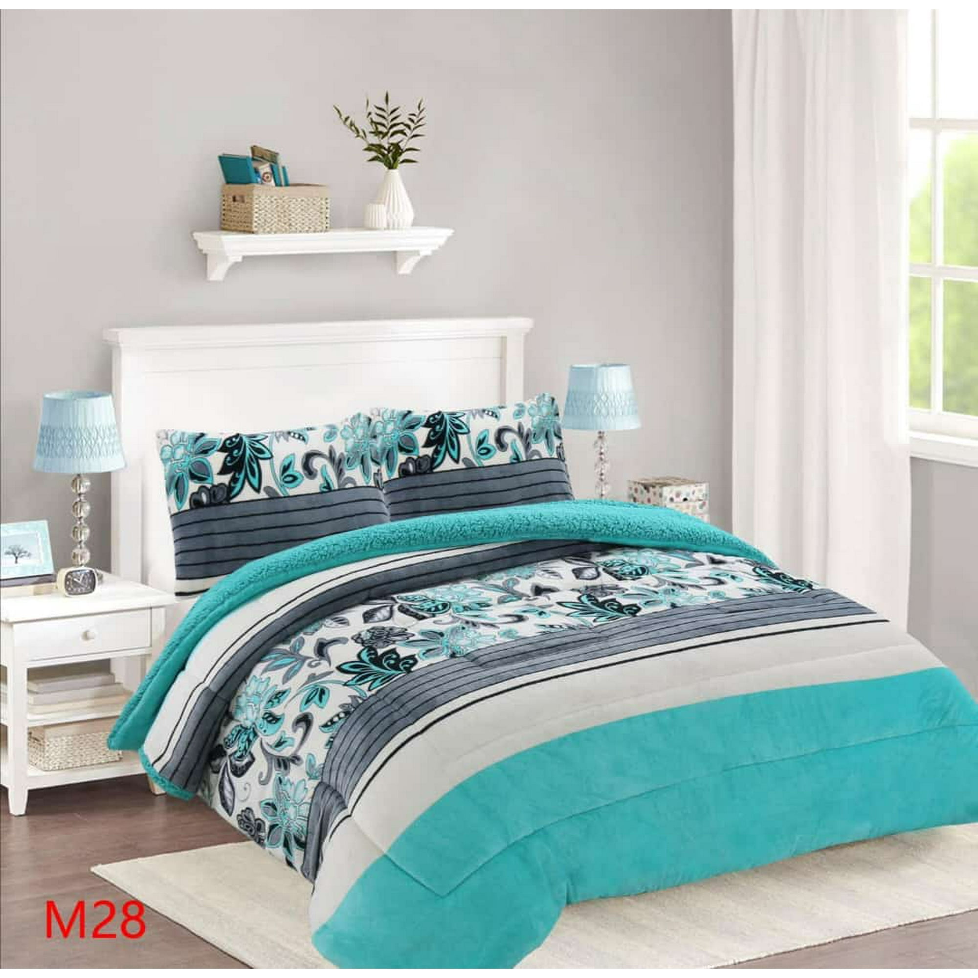 Genérico - Cobertor Chiporro 2 Plazas - Turquesa Hojas M28