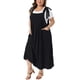 thumbnail image 4 of Agnes Orinda Vestido Pinafore de Talla Grande para Mujer para el Día de San Patricio, Vestido Jumper Plisado con Tirantes, Vestido Casual con Bolsillos 2X Negro, 4 of 6