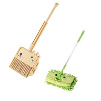 Magideal - Mini Escoba Con Recogedor Y Fregona, Juego De Escoba Para Niños Pequeños, Pequeño Ayudante De Limpieza Para Edades De 3 A 6 Años, Regalos Navideños, 3 Verde