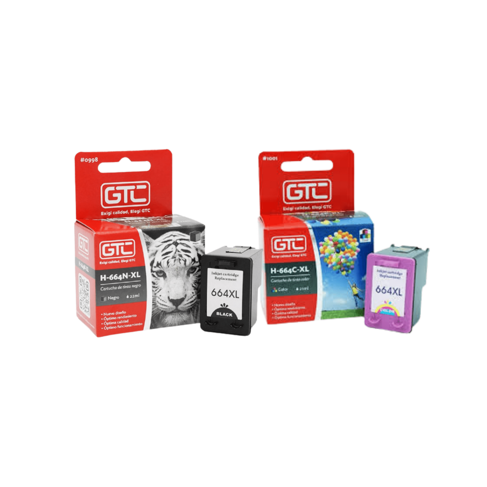 Pack Tinta 664 Xl Tricolor Y Negro Premium Gtc