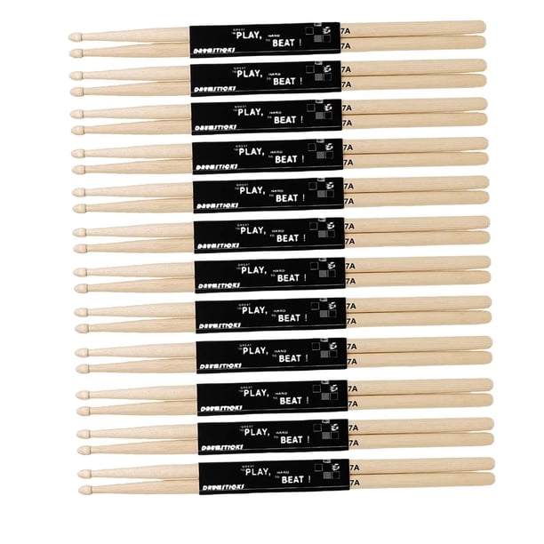 12 pares de baquetas 7A, mazo de madera, accesorios de percusión para instrumentos musicales, baquetas de percusión, baquetas de madera para adultos y