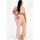 thumbnail image 3 of Conjunto de Top Corto con Cuello Alto y Pantalones Acampanados de Canalé de Talla Grande, 3 of 5