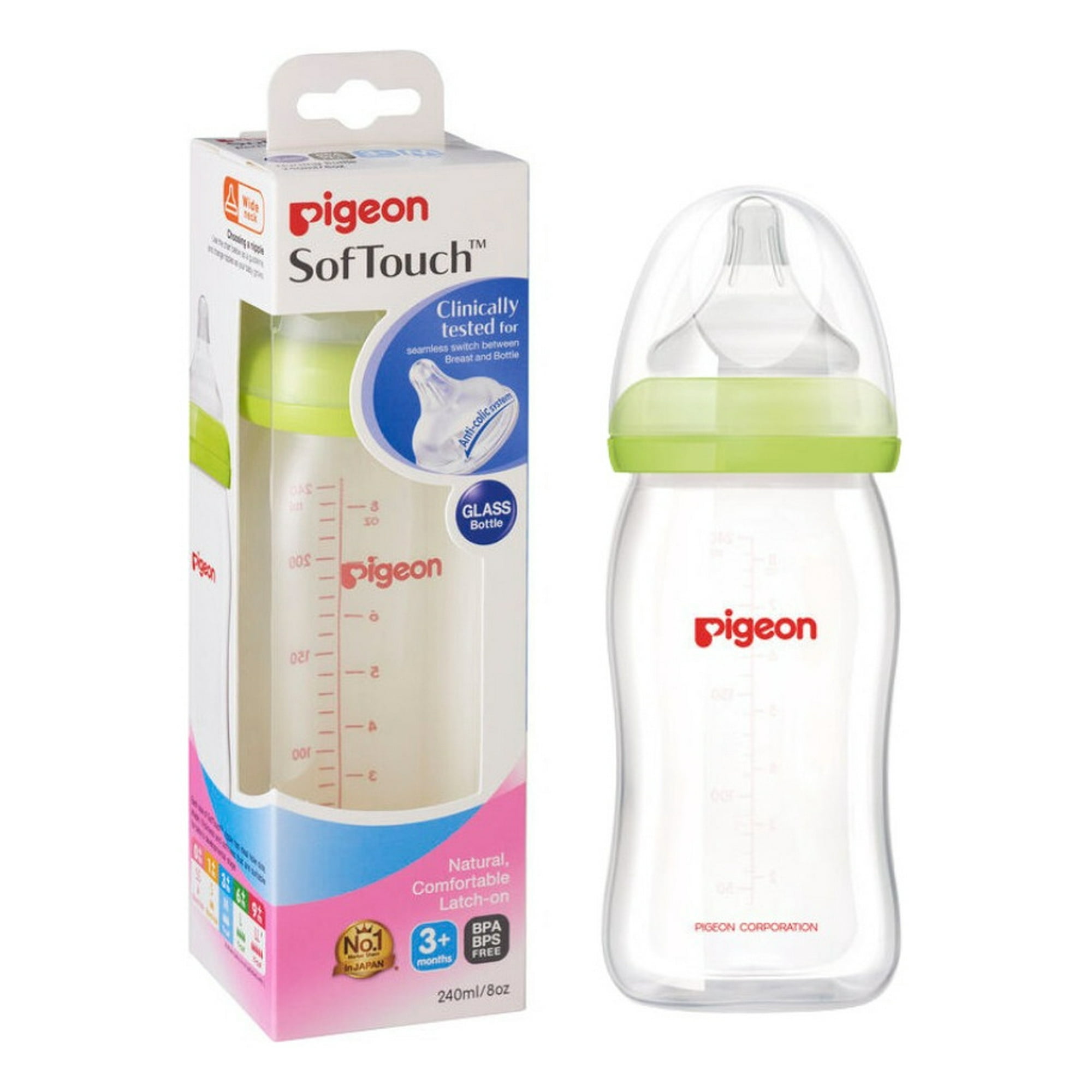 Pigeon - Mamadera Anti-cólicos Softouch Vidrio 240 Ml