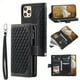 thumbnail image 1 of Premium Leather Flip Phone Case with Zipper Wallet for iPhone 14, 13, 12, 11 Pro Max, X, XS, XR, 8, 7, Plus SE 2020, 2022, 1 of 3