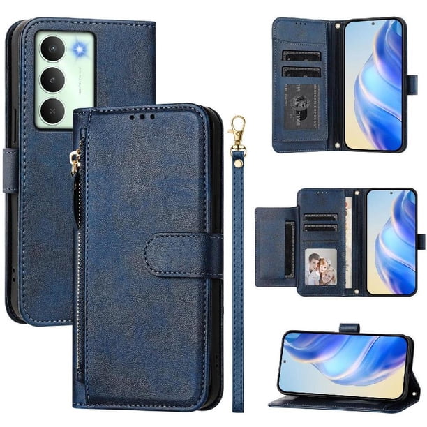 FOXDOCK Funda Tipo Cartera para Tecno Camon 40 Pro 4G Cuero PU con Cremallera y Correa de Muñeca, Ranuras para Tarjetas, Soporte Plegable, Cierre Magnético