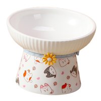 Magideal - Cuenco Para Perros Y Gatos, Platos Elevados Para Gatos, Cuenco Para Beber Lavable, Protector De Cuello, Alimentador De Comida Antideslizante, Lavabo , Patrón Inclinado