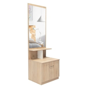 Fmfurniture - Velador Multifuncional Con Espejo 1 Cajón Fm-006C Café Claro